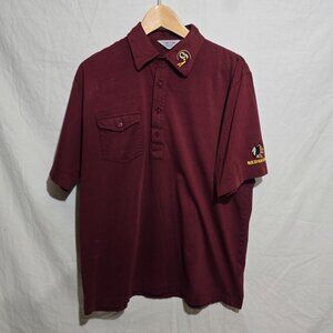 Rare Vtg Logo 7 Inc. Embroidered WASHINGTON REDSKINS SS Polo Burgandy Gold Sz L*